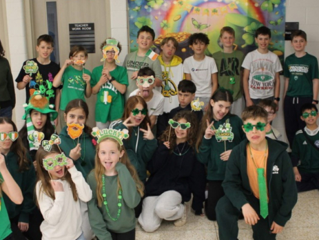 St. Patrick school group photo of students and teacher
